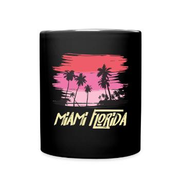 Miami Florida Palmen Skyline Strand Sonne - Tasse einfarbig - Schwarz - Vorne