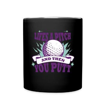 Das Leben Ist Ein Pitch Golf Club Golf Ball Golfer - Tasse einfarbig - Schwarz - Vorne