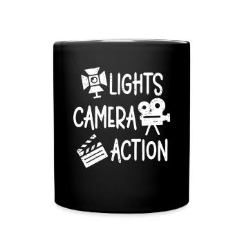 Lights Camera Action Movie Maker Film Director - Full Colour Mug - black - Front