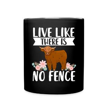 Scottish Highland Cattle Cow - Tasse einfarbig - Schwarz - Vorne
