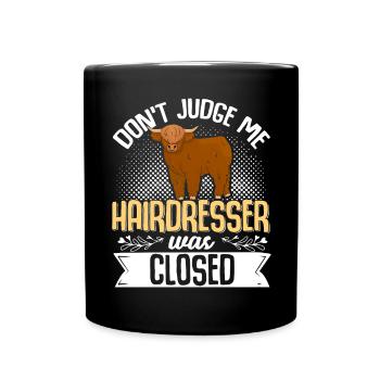 Scottish Highland Cattle Cow - Tasse einfarbig - Schwarz - Vorne