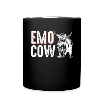 Scottish Highland Cattle Cow - Tasse einfarbig - Schwarz - Vorne