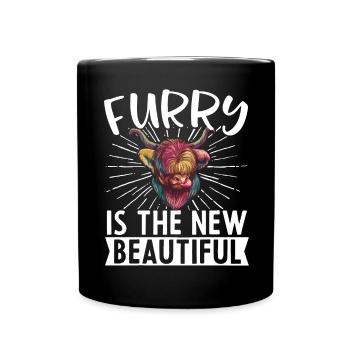 Scottish Highland Cattle Cow - Tasse einfarbig - Schwarz - Vorne