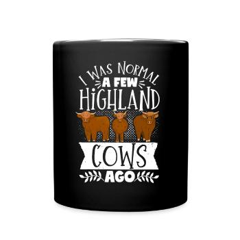 Scottish Highland Cattle Cow - Tasse einfarbig - Schwarz - Vorne