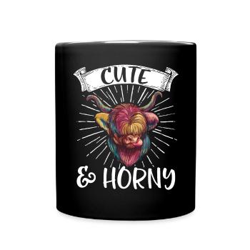 Scottish Highland Cattle Cow - Tasse einfarbig - Schwarz - Vorne