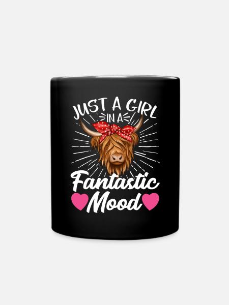Scottish Highland Cattle Cow - Tasse einfarbig - Schwarz