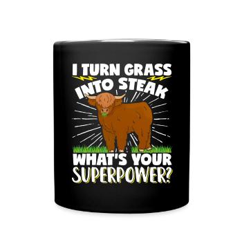 Scottish Highland Cattle Cow - Tasse einfarbig - Schwarz - Vorne