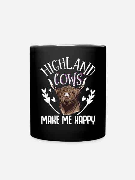 Scottish Highland Cattle Cow - Full Colour Mug - black