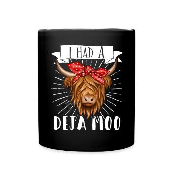 Scottish Highland Cattle Cow - Tasse einfarbig - Schwarz - Vorne