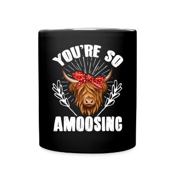 Scottish Highland Cattle Cow - Tasse einfarbig - Schwarz - Vorne