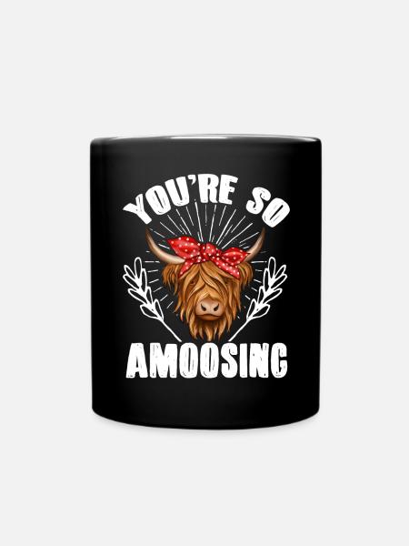 Scottish Highland Cattle Cow - Full Colour Mug - black