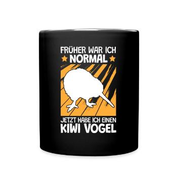 Kiwi Vogel früher war ich normal Neuseeland - Tasse einfarbig - Schwarz - Vorne