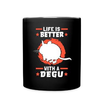 Life is better with Degus Ordinary Degu - Full Colour Mug - black - Front