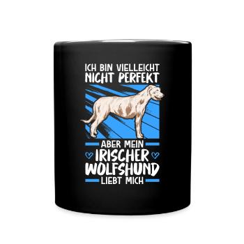 Mein Irischer Wolfshund liebt mich Wolfhound - Tasse einfarbig - Schwarz - Vorne