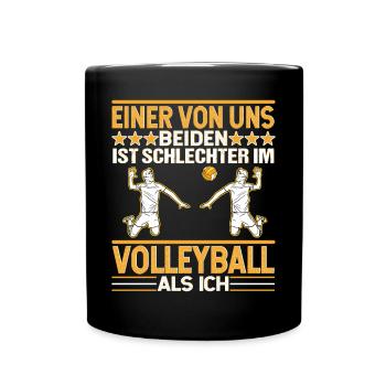 Volleyball Volleyballer Volleyballspieler - Tasse einfarbig - Schwarz - Vorne