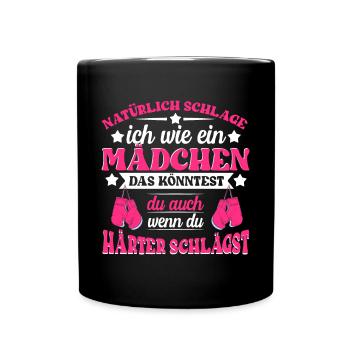 Kickboxerin Kickboxen Mädchen - Tasse einfarbig - Schwarz - Vorne