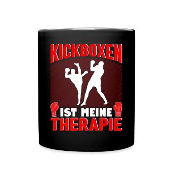 Kickboxer Kickboxen ist meine Therapie - Tasse einfarbig - Schwarz - Vorne
