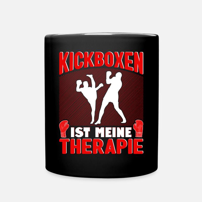 Kickboxer Kickboxen ist meine Therapie - Tasse einfarbig - Schwarz