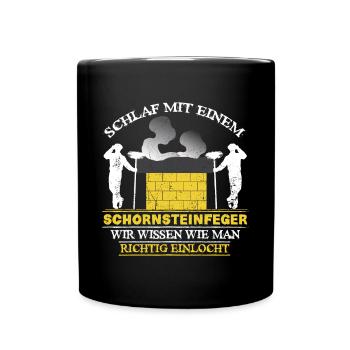 Schornsteinfeger Schlaf mit einem Kaminkehrer - Tasse einfarbig - Schwarz - Vorne