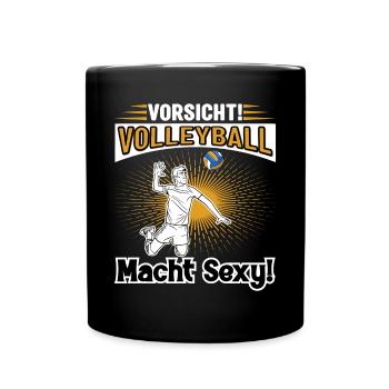 Volleyball macht Sexy Volleyballspieler - Tasse einfarbig - Schwarz - Vorne
