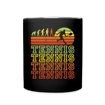 Tennis Retro Schriftzug Evolution Tennisspieler - Tasse einfarbig - Schwarz - Vorne