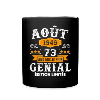 73 Ans Anniversaire Vintage Né(e) en Août 1949 - Mug uni - noir - Devant