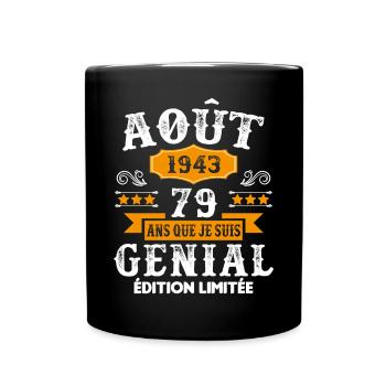 79 Ans Anniversaire Vintage Né(e) en Août 1943 - Mug uni - noir - Devant