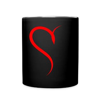 Halbes Rotes Herz - Tasse einfarbig - Schwarz - Vorne