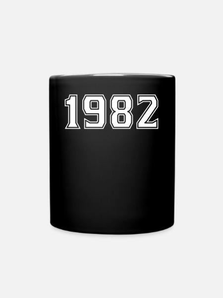 1982 Jahreszahl - Glücksjahr - Tasse einfarbig - Schwarz