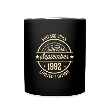 Geburtstag Vintage seit September 1992 - Tasse einfarbig - Schwarz - Vorne