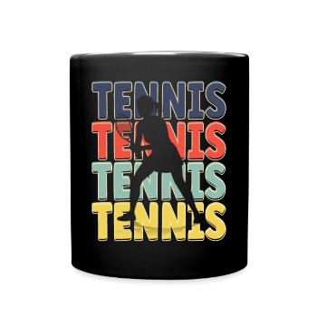 Cool Retro Text Silhouette Tennis - Full Colour Mug - black - Front