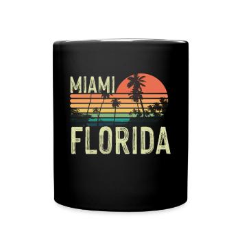 Miami Florida Palmen Sunset Strand Sonne Meer - Tasse einfarbig - Schwarz - Vorne