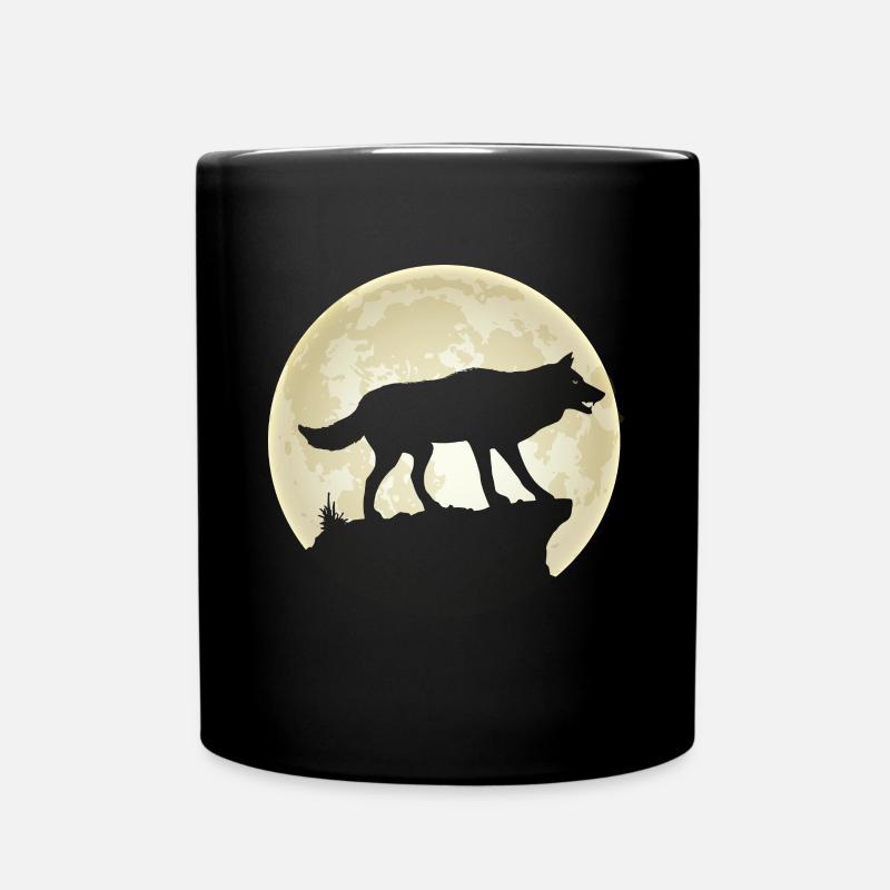 Vollmond Wolf Rudel Wolfsrudel - Tasse einfarbig - Schwarz