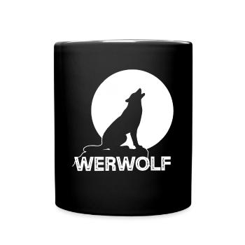 Werwolf Vollmond Wolf Wolfsrudel - Tasse einfarbig - Schwarz - Vorne