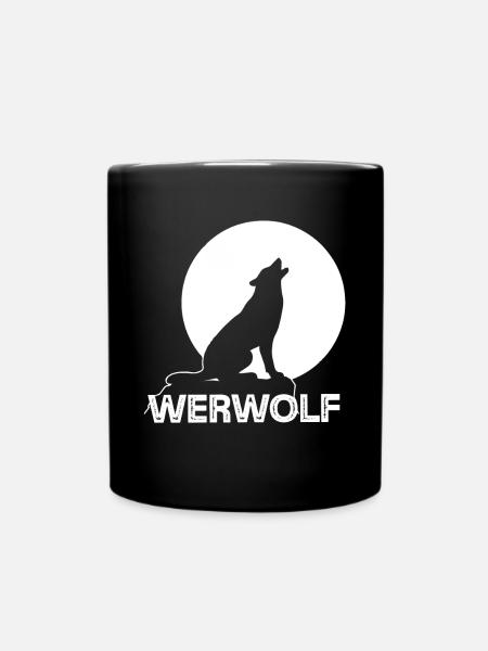 Werwolf Vollmond Wolf Wolfsrudel - Tasse einfarbig - Schwarz