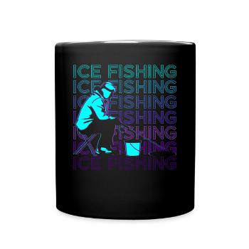Eisfischen Fischer Retro - Tasse einfarbig - Schwarz - Vorne