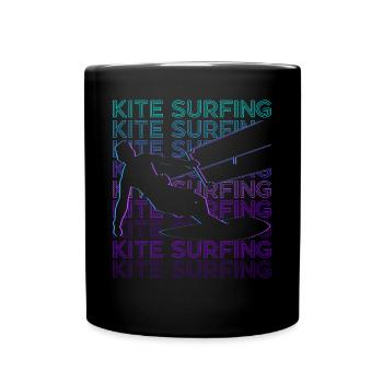 Kitesurfen Kitesurfer Kiteboarding Retro - Tasse einfarbig - Schwarz - Vorne