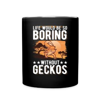 Gecko Geschenk Leopardengecko - Tasse einfarbig - Schwarz - Vorne