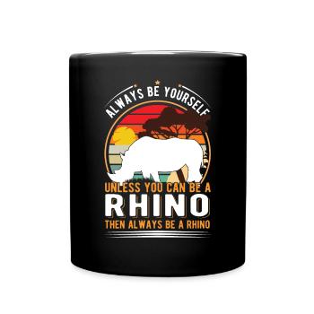 Nashorn Geschenk Rhino - Tasse einfarbig - Schwarz - Vorne
