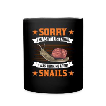 Schnecke Geschenk Weinbergschnecke - Tasse einfarbig - Schwarz - Vorne