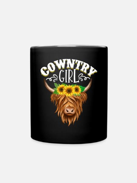 Scottish Highland Cattle Cow - Full Colour Mug - black