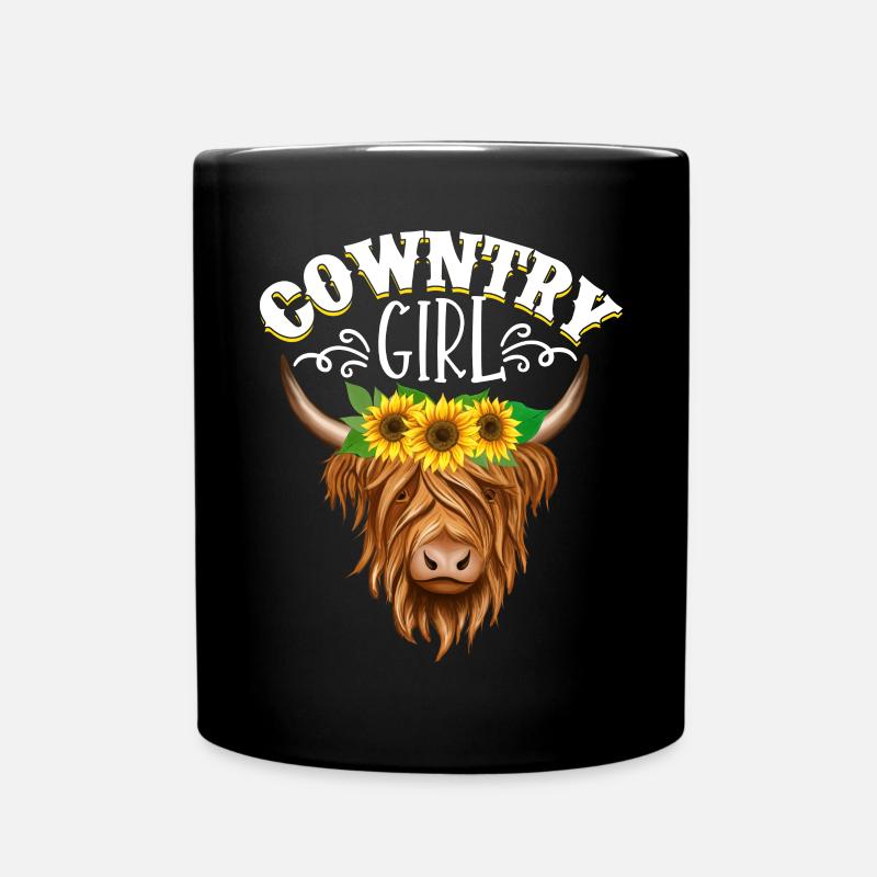 Scottish Highland Cattle Cow - Full Colour Mug - black