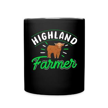 Scottish Highland Cattle Cow - Tasse einfarbig - Schwarz - Vorne