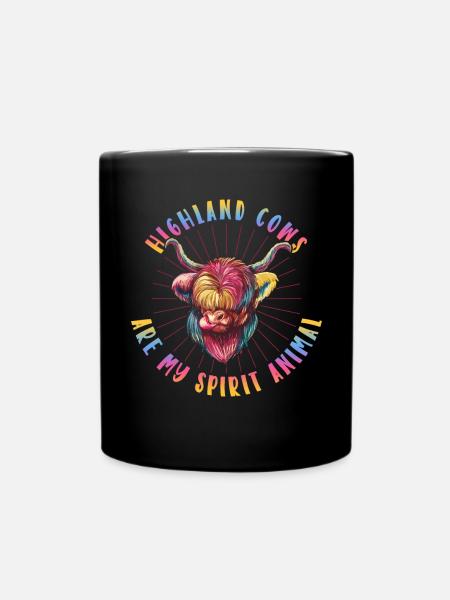 Scottish Highland Cattle Cow - Tasse einfarbig - Schwarz