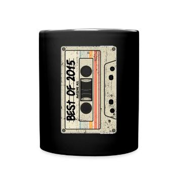 Best of 2015 Kasette Retro Tape - Tasse einfarbig - Schwarz - Vorne