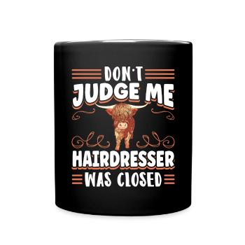 Scottish Highland Cattle Cow - Tasse einfarbig - Schwarz - Vorne