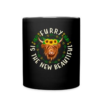 Scottish Highland Cattle Cow - Tasse einfarbig - Schwarz - Vorne