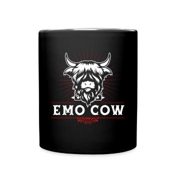 Scottish Highland Cattle Cow - Tasse einfarbig - Schwarz - Vorne