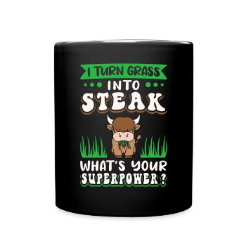 Scottish Highland Cattle Cow - Tasse einfarbig - Schwarz - Vorne