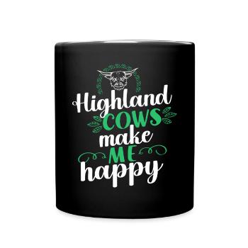 Scottish Highland Cattle Cow - Tasse einfarbig - Schwarz - Vorne